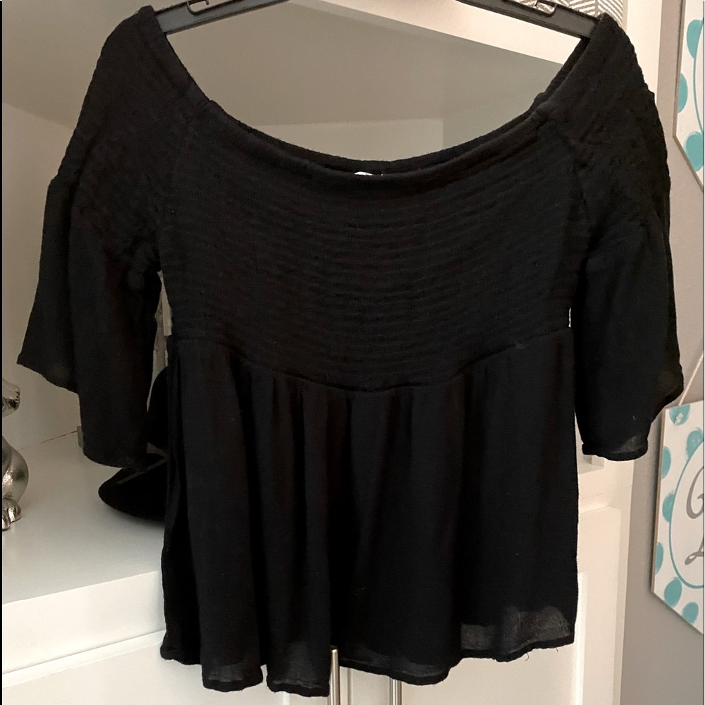 Off the shoulder black blouse